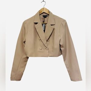 PrettyLittleThing Tan Cropped Double-Breasted Jacket Size 4 US, 8 UK